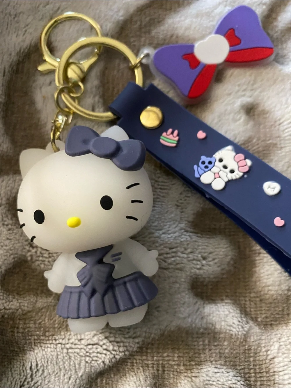 Hello Kitty Navy Silicone Keychain with Bow Charm
